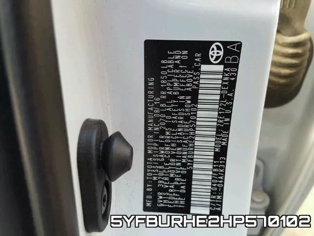 5YFBURHE2HP570102 фото 2