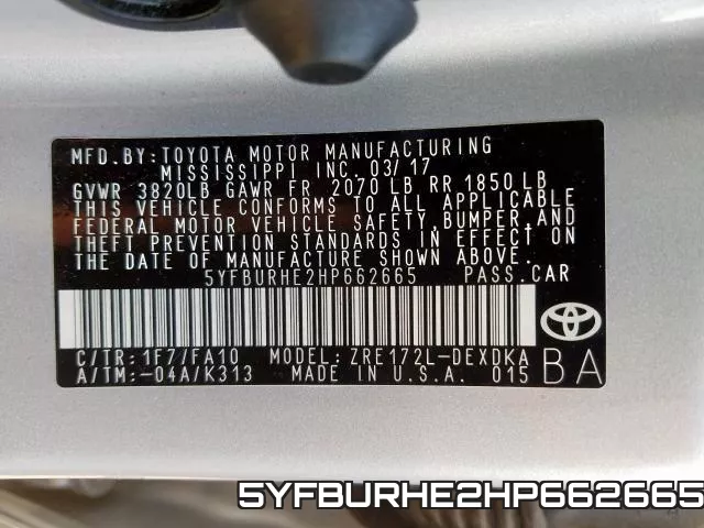 5YFBURHE2HP662665 фото 2