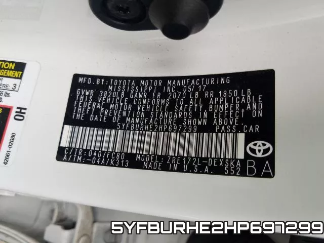 5YFBURHE2HP697299 фото 2
