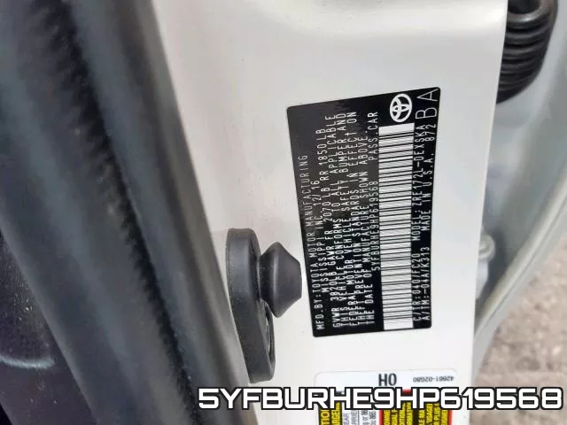 5YFBURHE9HP619568 фото 2