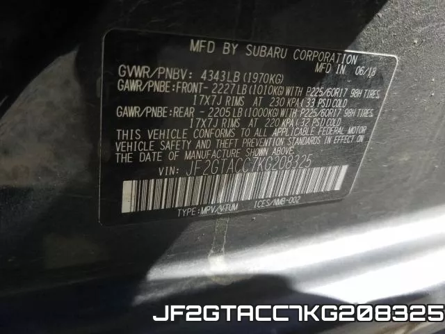 JF2GTACC7KG208325 фото 2