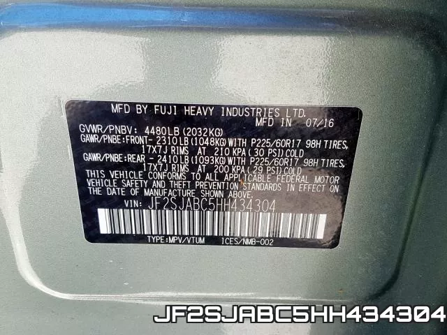 JF2SJABC5HH434304 фото 2