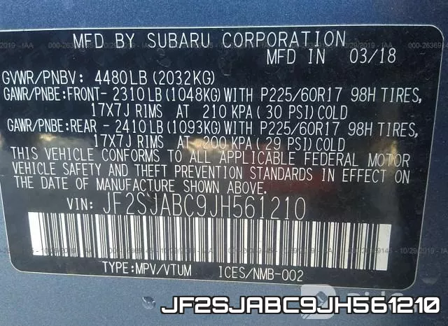 JF2SJABC9JH561210 фото 10