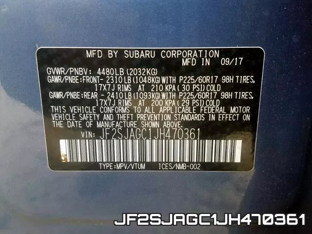 JF2SJAGC1JH470361 фото 2