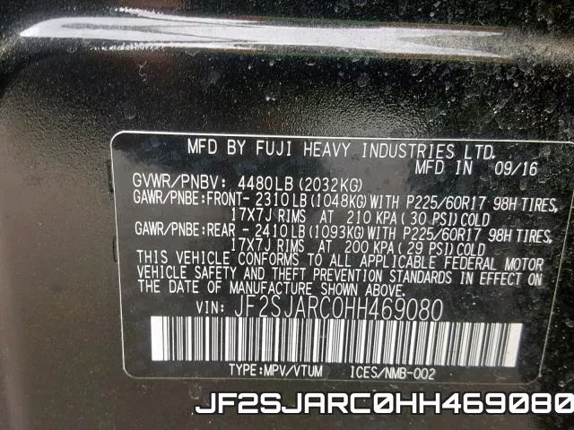JF2SJARC0HH469080 фото 2
