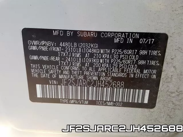 JF2SJARC2JH452688 фото 2