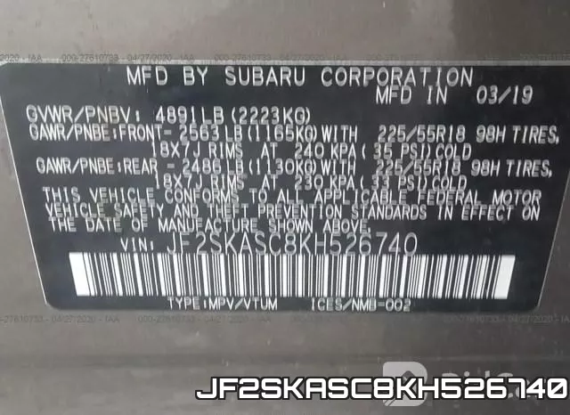 JF2SKASC8KH526740 фото 10