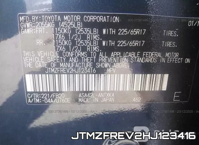 JTMZFREV2HJ123416 фото 10