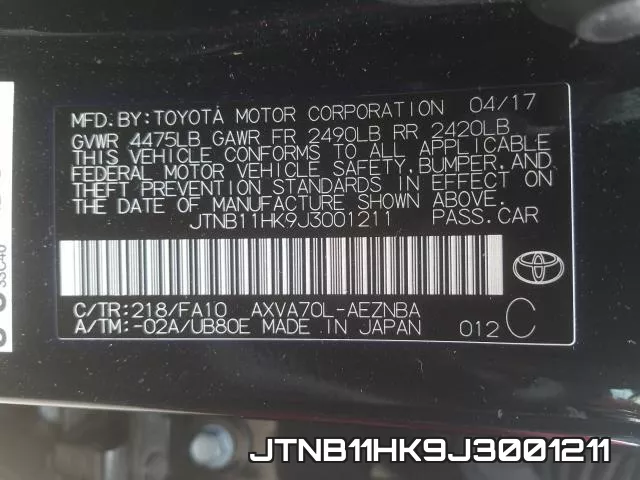 JTNB11HK9J3001211 фото 2