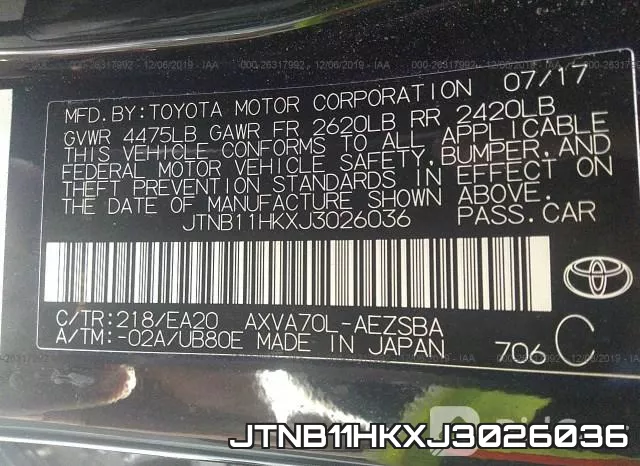 JTNB11HKXJ3026036 фото 10