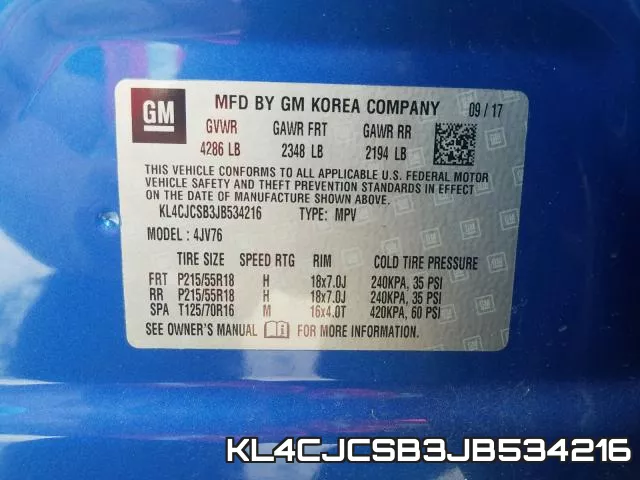 KL4CJCSB3JB534216 фото 2