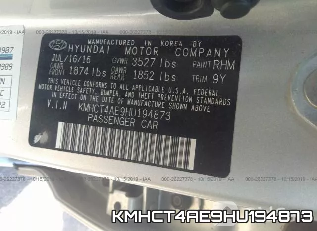 KMHCT4AE9HU194873 фото 10