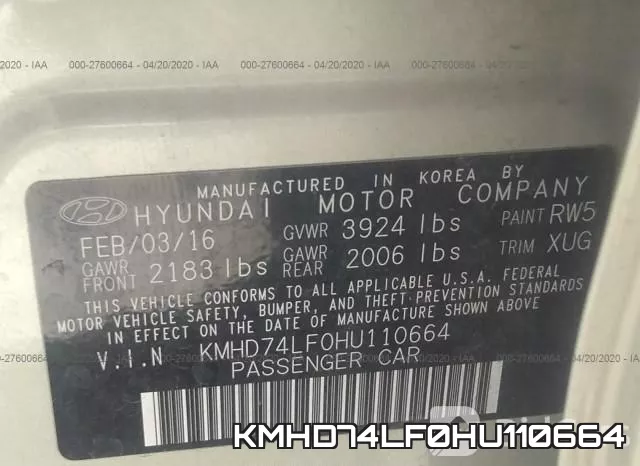 KMHD74LF0HU110664 фото 10
