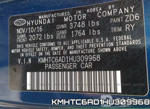 KMHTC6AD1HU309968 фото 10
