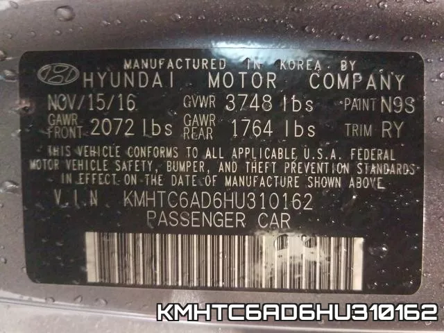 KMHTC6AD6HU310162 фото 2