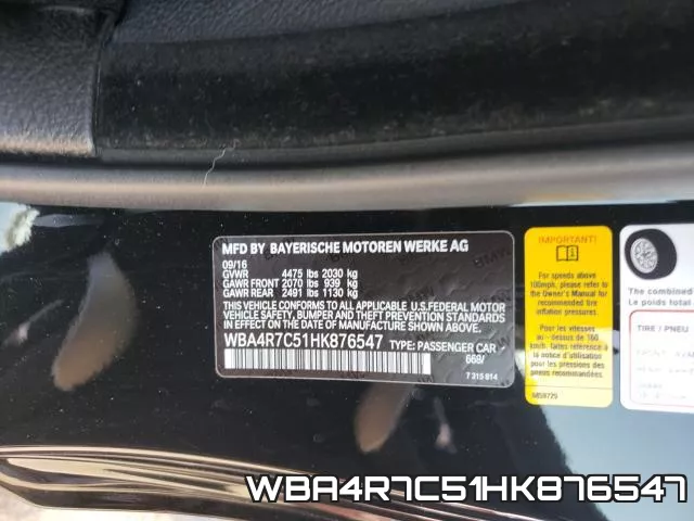 WBA4R7C51HK876547 фото 2