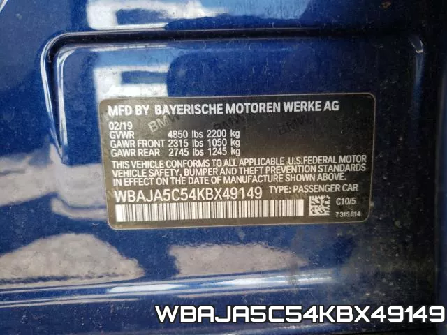 WBAJA5C54KBX49149 фото 2