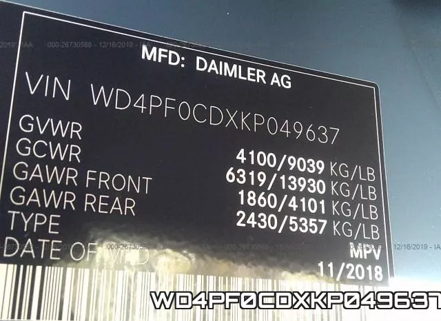 WD4PF0CDXKP049637 фото 10