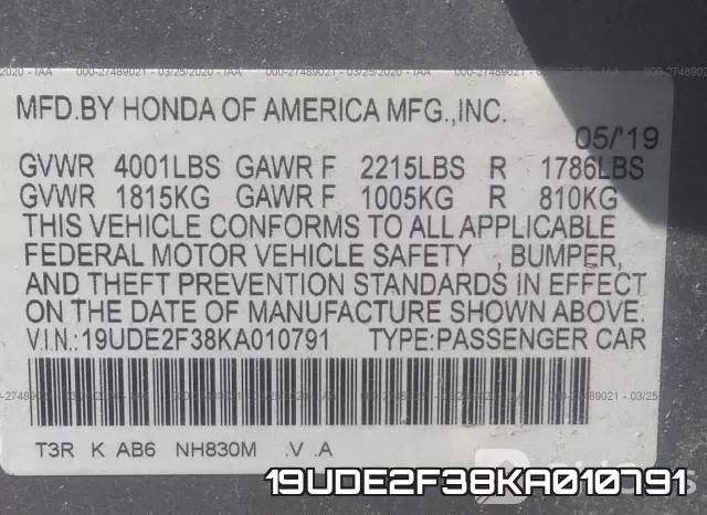 19UDE2F38KA010791 фото 10