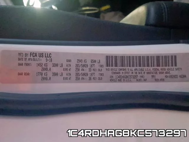 1C4RDHAG8KC573297 фото 2
