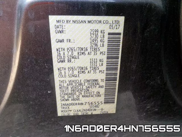 1N6AD0ER4HN756555 фото 2