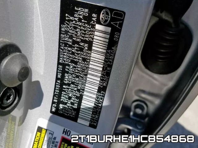 2T1BURHE1HC854868 фото 2