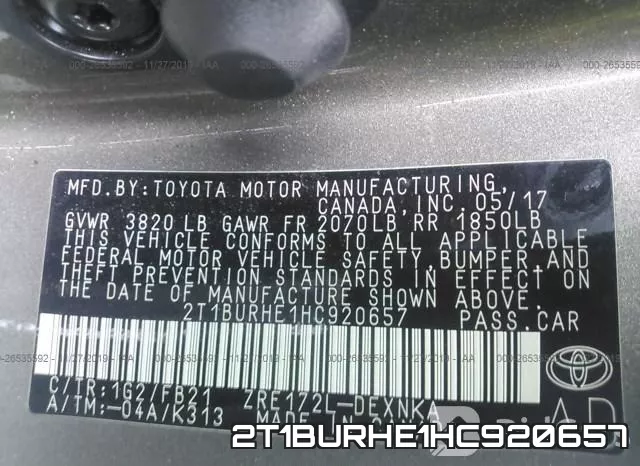2T1BURHE1HC920657 фото 10