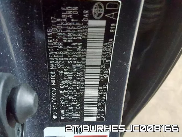 2T1BURHE5JC008166 фото 2
