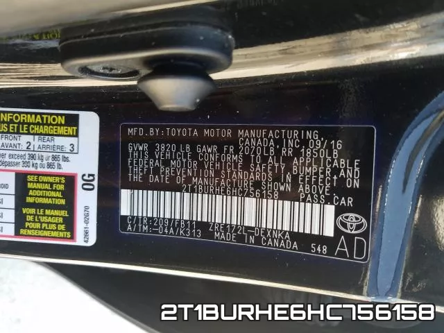 2T1BURHE6HC756158 фото 2