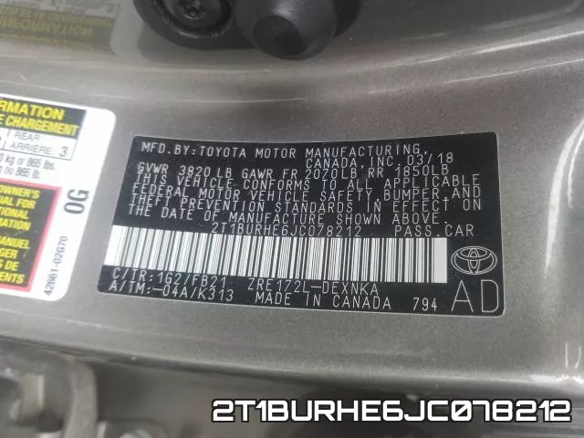 2T1BURHE6JC078212 фото 2