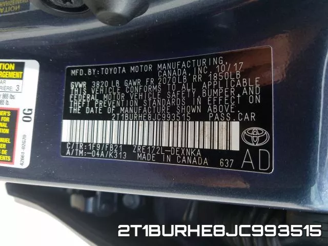 2T1BURHE8JC993515 фото 2