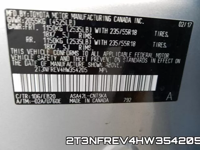 2T3NFREV4HW354205 фото 2