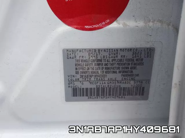 3N1AB7AP1HY409681 фото 2