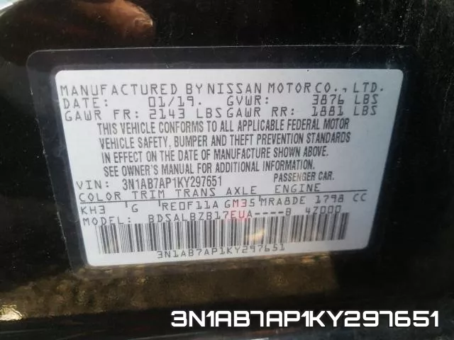 3N1AB7AP1KY297651 фото 2