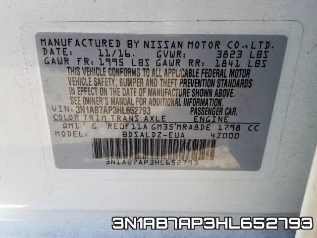 3N1AB7AP3HL652793 фото 2