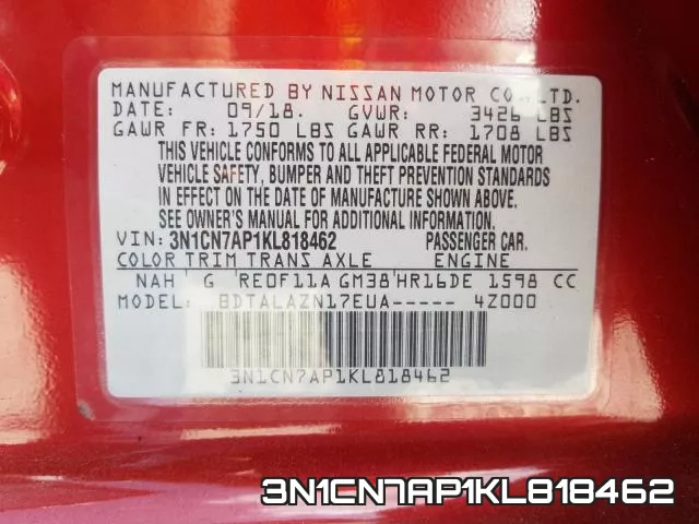 3N1CN7AP1KL818462 фото 2