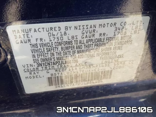 3N1CN7AP2JL886106 фото 2