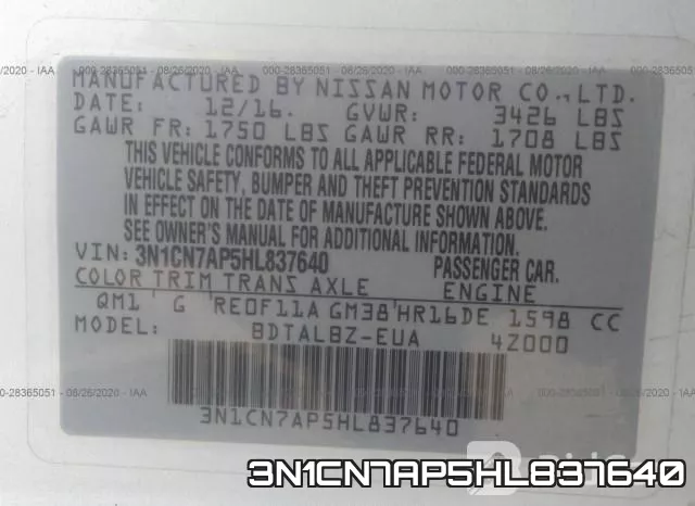 3N1CN7AP5HL837640 фото 10
