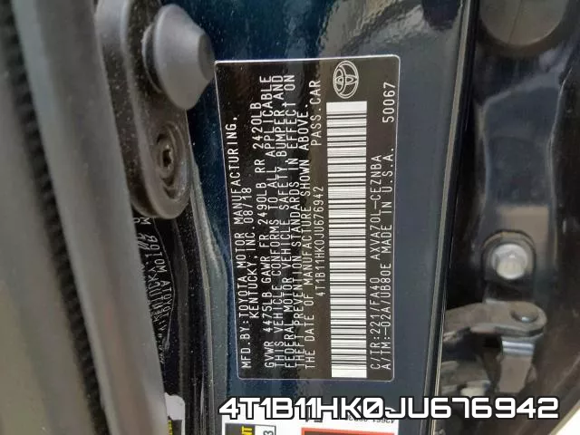 4T1B11HK0JU676942 фото 2