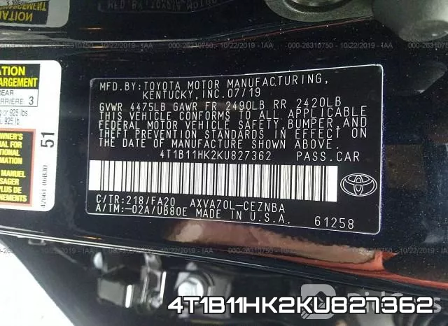 4T1B11HK2KU827362 фото 10