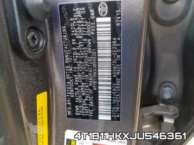 4T1B11HKXJU546361 фото 2