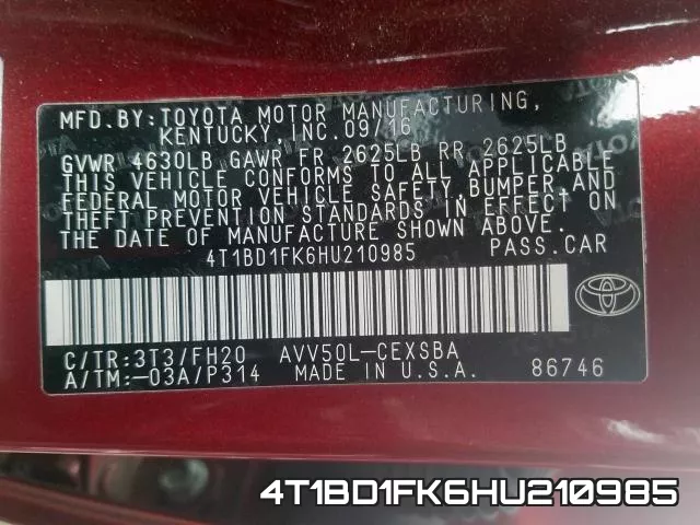 4T1BD1FK6HU210985 фото 2