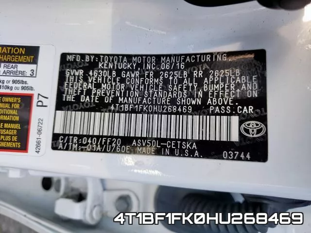 4T1BF1FK0HU268469 фото 2