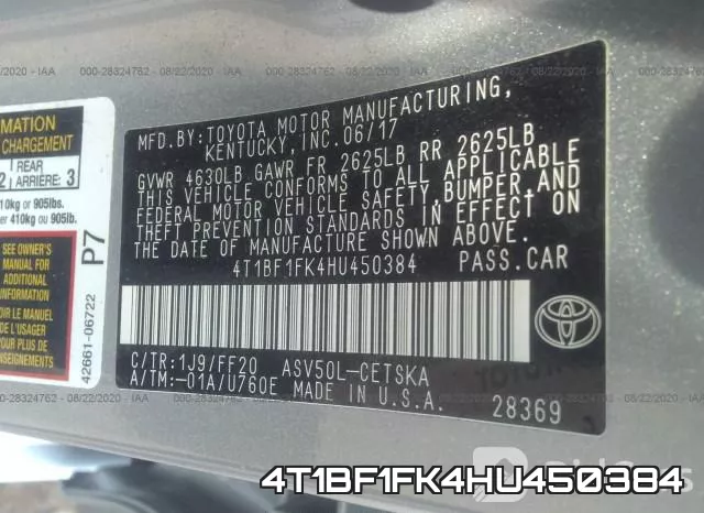 4T1BF1FK4HU450384 фото 10