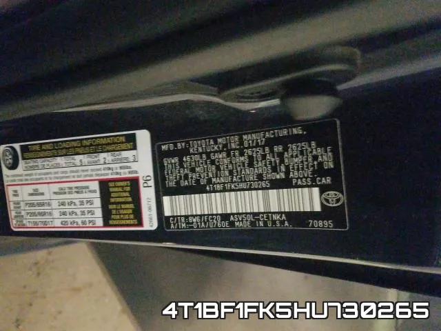 4T1BF1FK5HU730265 фото 2