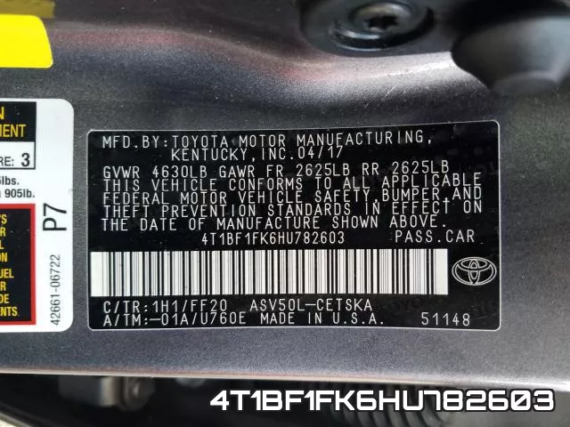 4T1BF1FK6HU782603 фото 2
