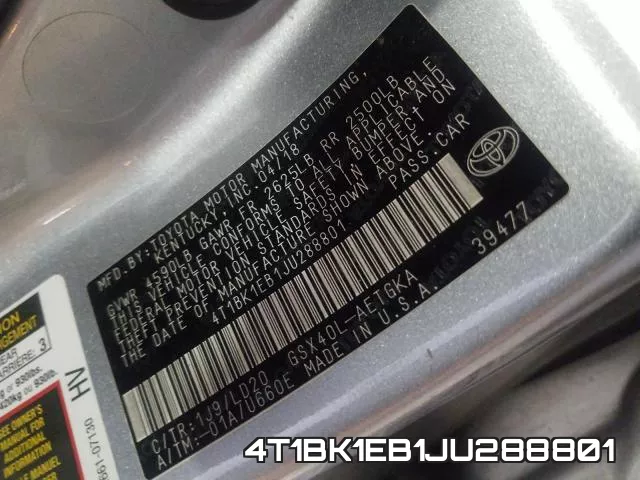 4T1BK1EB1JU288801 фото 2