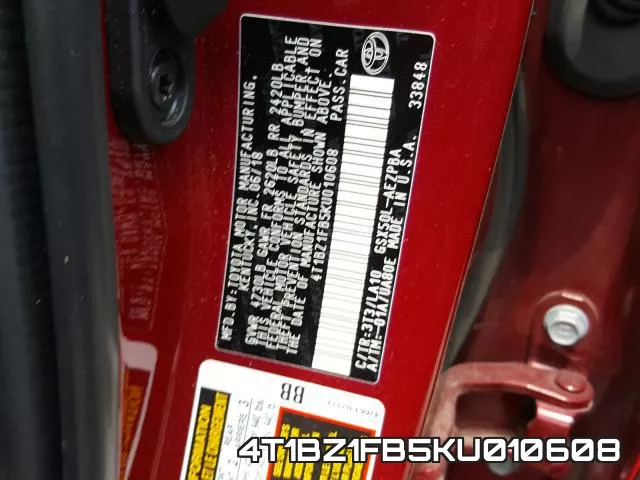 4T1BZ1FB5KU010608 фото 2