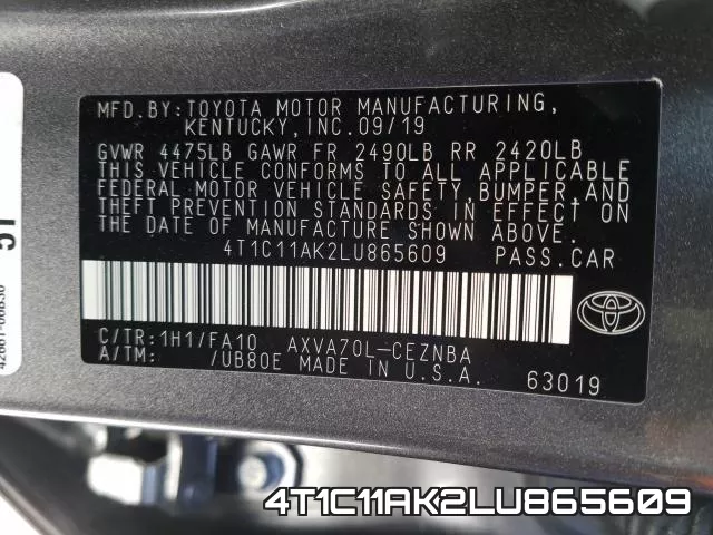 4T1C11AK2LU865609 фото 2
