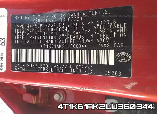 4T1K61AK2LU360344 фото 10